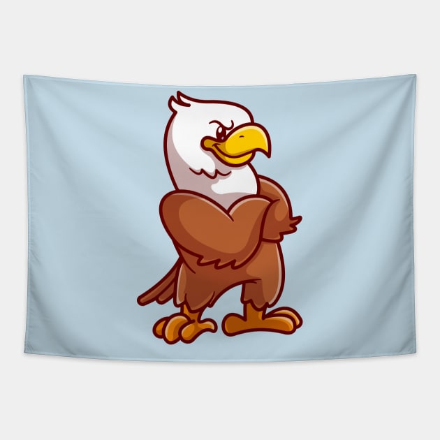 Cute Eagle Folding Arms Cartoon Tapestry by Catalyst Labs