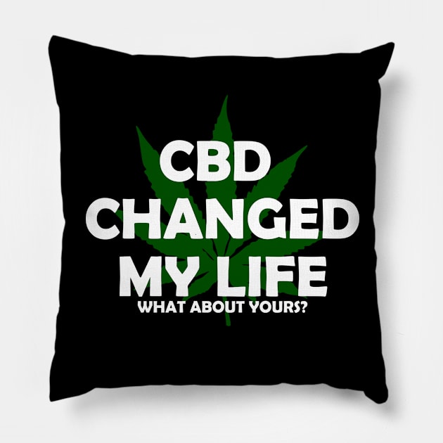 CBD Changed My Life / Weed Leaf Pillow by EddieBalevo