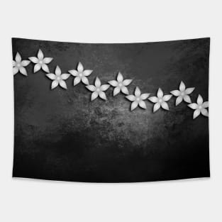 Spectacular silver flowers on black grunge texture Tapestry