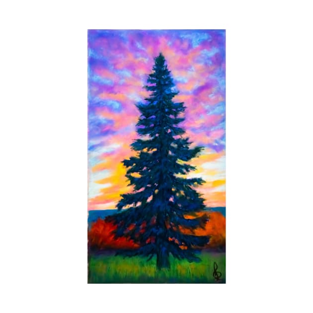 Pastel painting - pine tree by redwitchart