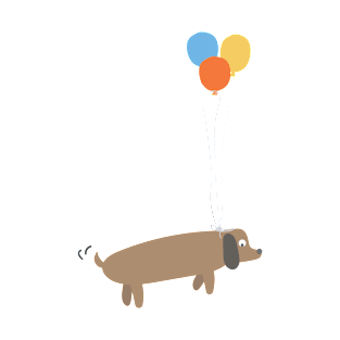 Cute cartoon dog floating with balloons T-Shirt