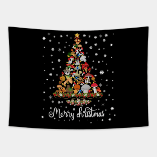 Mushroom Christmas Tree Merry Christmas mushroom garden Xmas Tapestry