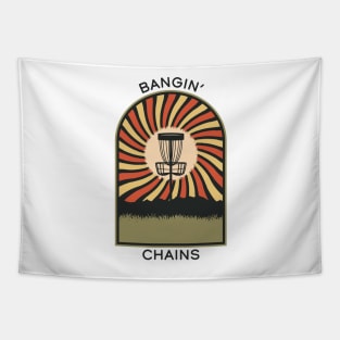 Bangin' Chains Disc Golf Vintage Retro Arch Mountains Tapestry