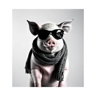 Pig Wearing Scarf  - Funny T-Shirt