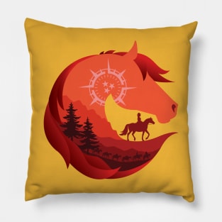 Horse Head Trail Riding Silhouette • Red Pillow