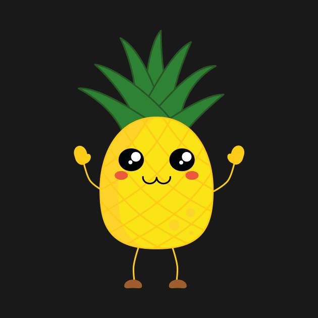 Cute kawaii pineapple waving by Novelty-art
