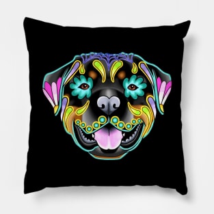 Rottweiler - Day of the Dead Sugar Skull Dog Pillow