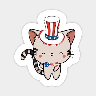 Funny tabby cat is ready for independence day Magnet