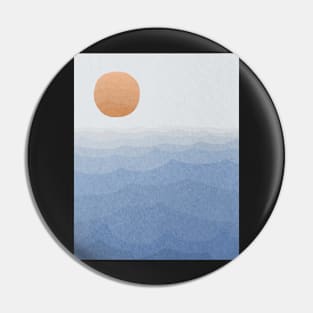 Abstract ocean and sun, mid century art Pin