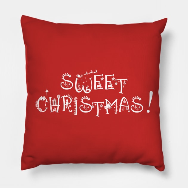 SWEET CHRISTMAS! Decorative Sweet Christmas! for the Holiday Season Pillow by Dibble Dabble Designs