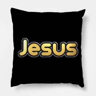 Shiny black and Gold JESUS word ver9 Pillow