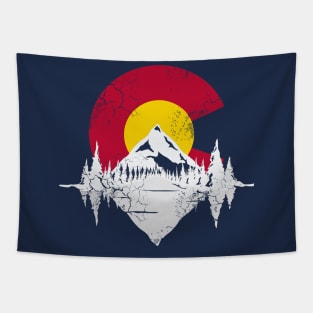 Colorado Flag Mountains Lake Outdoors Hike Camp Tapestry