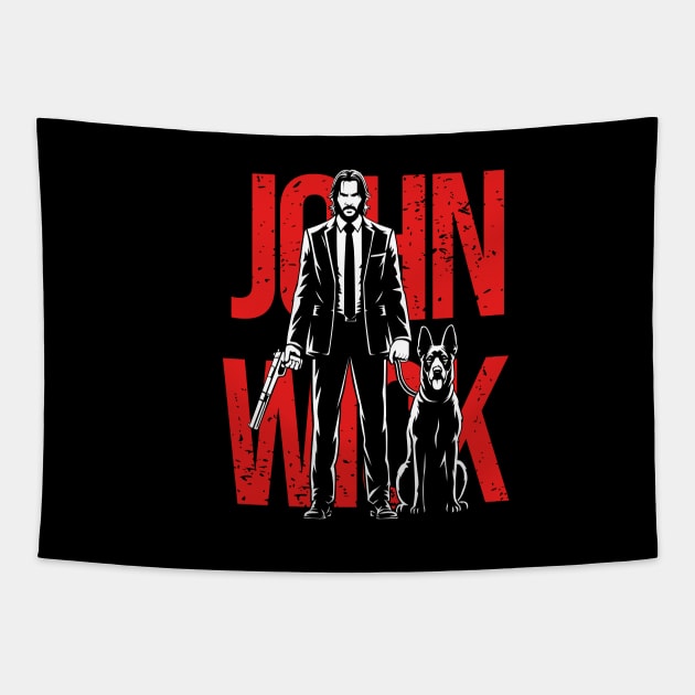 Mr. wick and the dog Tapestry by creative.z