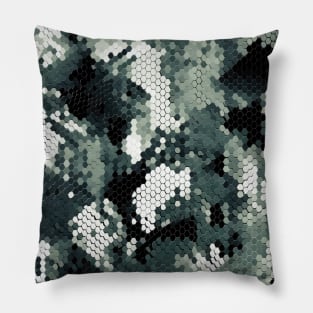 Blue Grey Digital Winter Snake Skin Camo Pattern Pillow