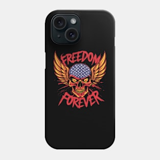 Freedom Forever Winged Skull Flag Design Phone Case