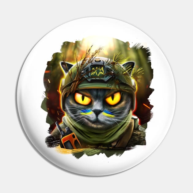 Ukrainian cat agent in the night forest Pin by Marysha_art