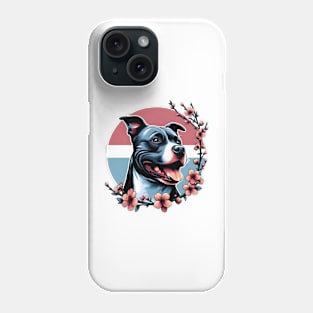 Staffordshire Bull Terrier Revels in Spring Cherry Blossoms Phone Case