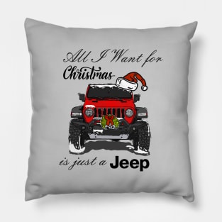 Christmas Jeep Red Pillow