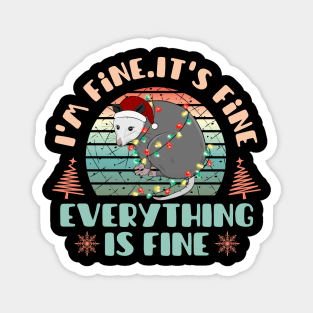 I'm fine.It's fine. Everything is fine.Merry Christmas  funny rat and Сhristmas garland Magnet