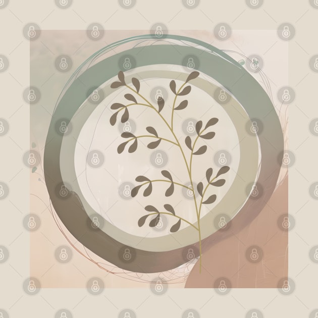 Abstract Mid century Modern Neutral Colors Boho Chic Botanical Minimalist Plants by Tina