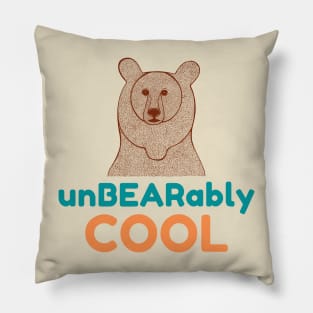 UnBEARably COOL - orange & blue Pillow