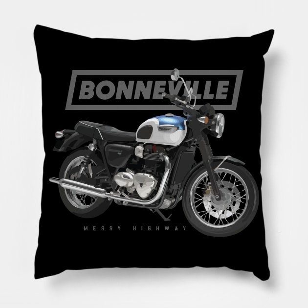 Triumph Bonneville T100 17 blue, sal Pillow by MessyHighway