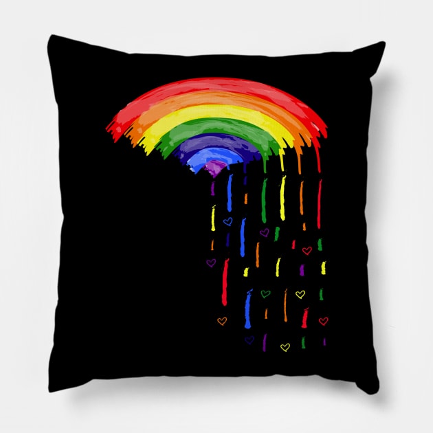 Love rainbow rain Pillow by CindyS