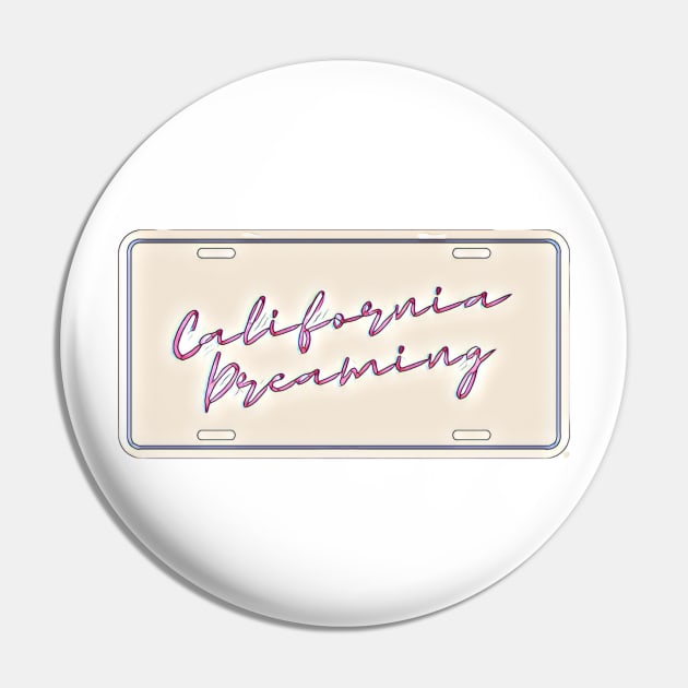 California Dreaming License Plate Pin by BloomingDiaries