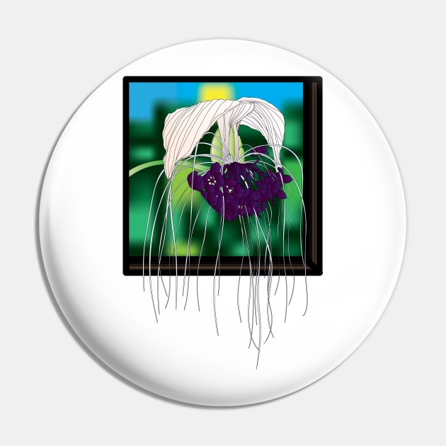 White Bat Flower with window Pin by OrangeEdenDesigns