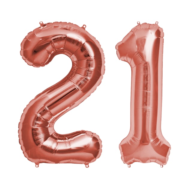 Rose Gold 21st Birthday Metallic Helium Balloons Numbers by podartist