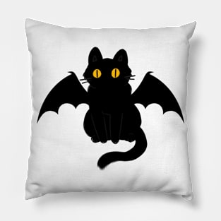 Black Cat with Wings Pillow