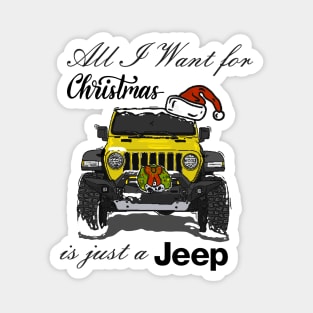 Christmas Jeep Yellow Magnet