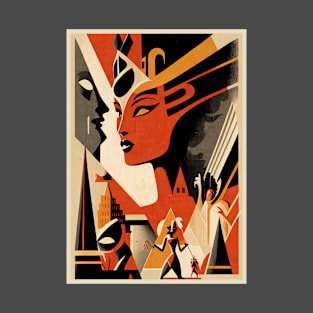 Egypt Theme Art Deco Style Wall Art Modern Retro Poster Print T-Shirt
