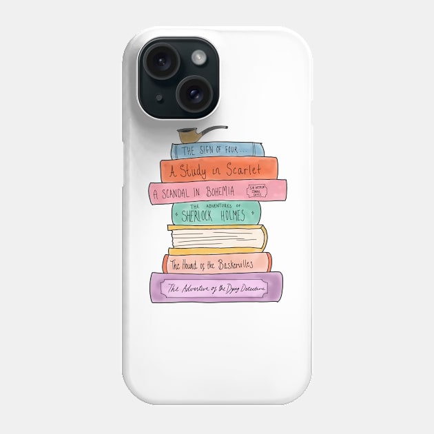 Sherlock Holmes book stack Phone Case by bookloversclub