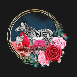 Roses And Zebras Watercolor T-Shirt