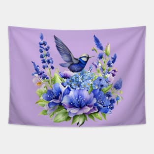 Beautiful Purple and Blue Lavender Flowers Violet Wildflowers garden Floral Pattern. Watercolor Hand Drawn Decoration. Summer Tapestry