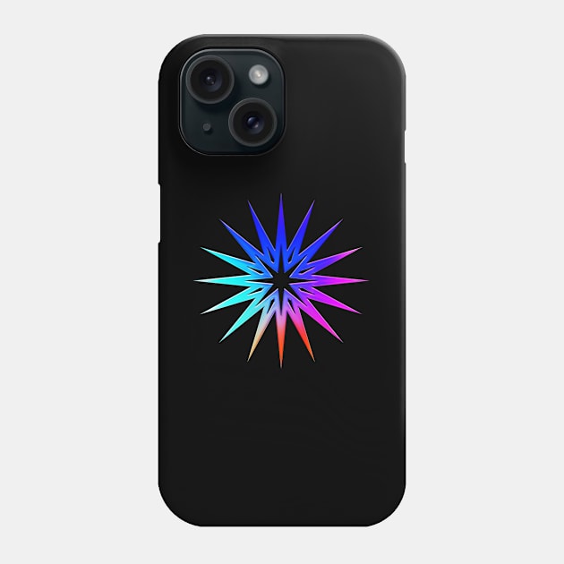 Neon Geometric Glyph Mandala Sigil Rune Sign Seal Cool Blue and Violet  - 198 Phone Case by Holy Rock Design