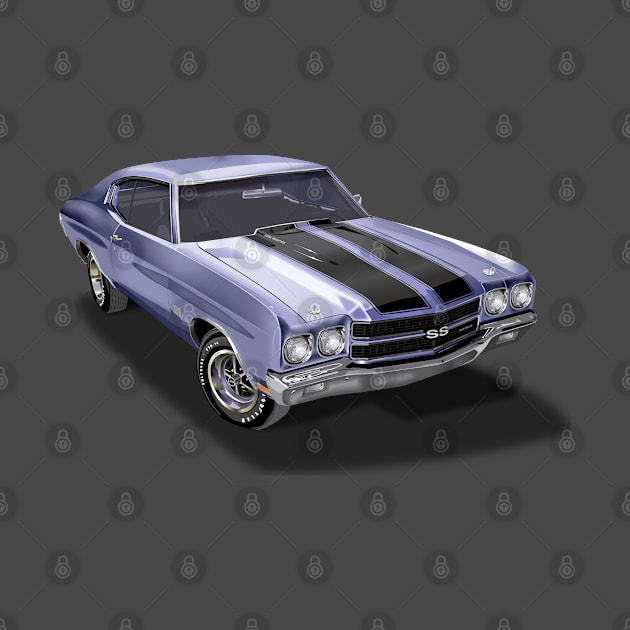 Vintage 1970 Chevrolet Chevelle SS Blue by TheStuffInBetween