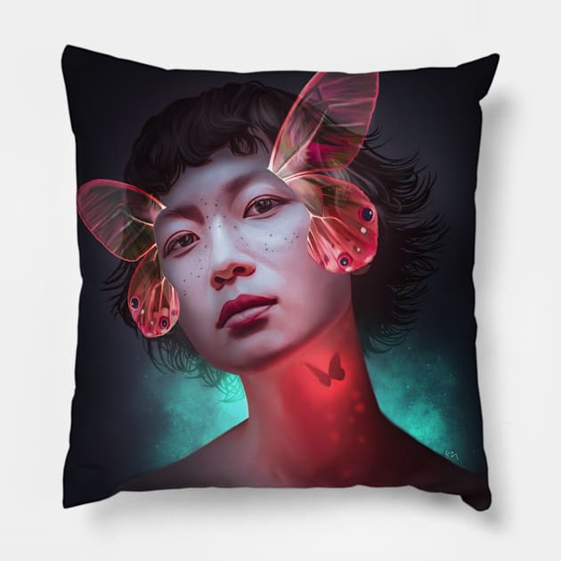 Butterfly girl Pillow by ElenaM