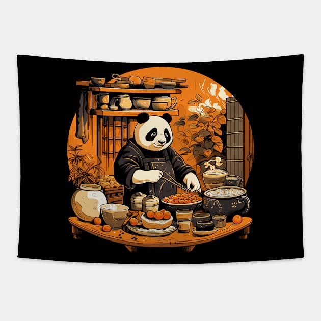 Panda Food Passion: Cuddly Charm Ramen Panda Feast Mode: Culinary Cuteness Tapestry by Kibo2020