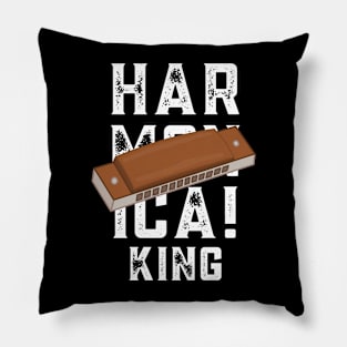 Music is life Harmonica King tshirt for music lovers gift Pillow