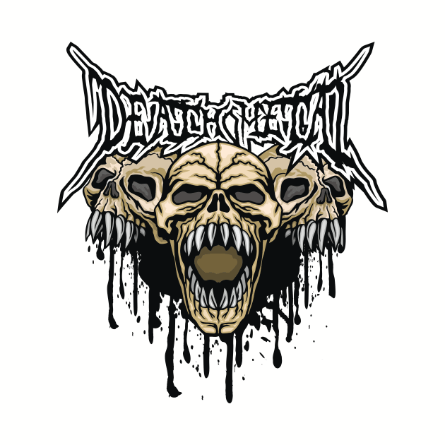 Death Metal Screaming Skulls with Fangs Halloween by extrinsiceye