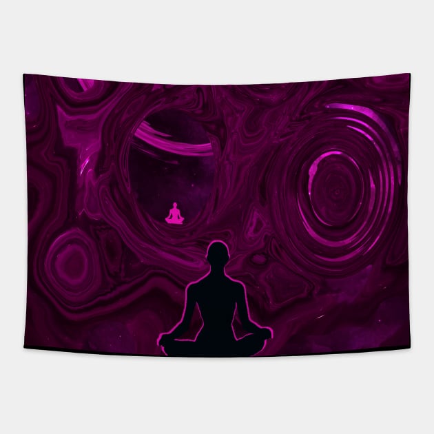 The Pink & Black Meditator -  Abstract Design 4 Tapestry by Crazydodo