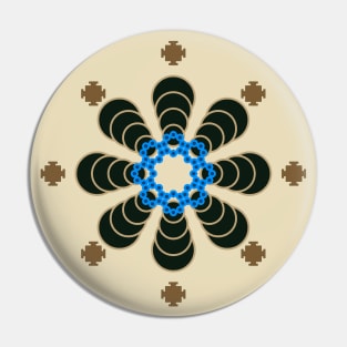 Eight point Mandala, Chocolate, Tan, Beige and Blue Pin