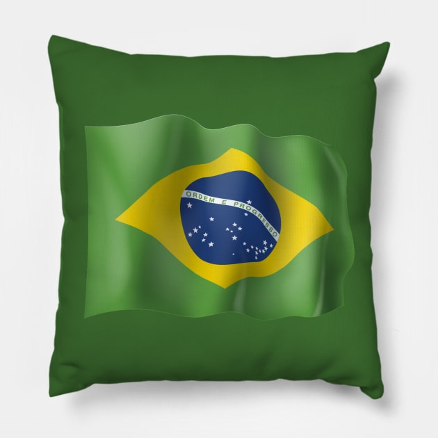 Brazil Flag Pillow by Polahcrea