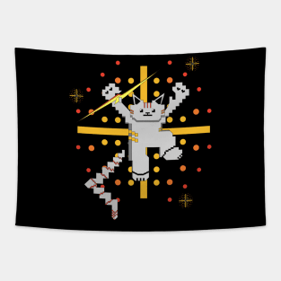 Cat Lightning Retro Gaming Tapestry