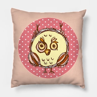 Hand Drawn Owl (pink) Pillow