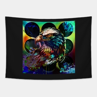 Colorful eagle on circles Tapestry