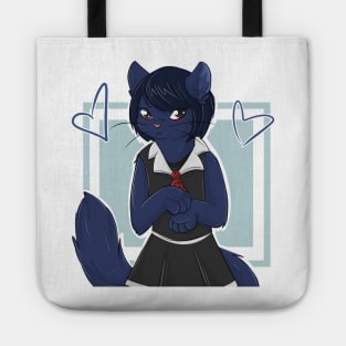 Shy Black Cat Girl Tote