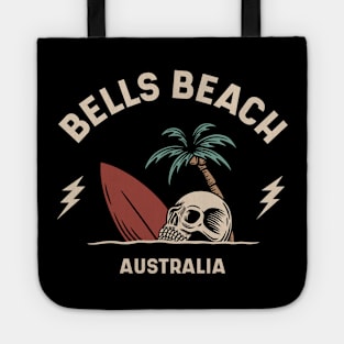 Vintage Surfing Bells Beach Australia // Retro Surf Skull Tote